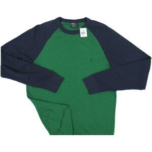 NEW Vintage Polo Ralph Lauren Long Sleeve T Shirt!  Green & Navy Baseball Shirt